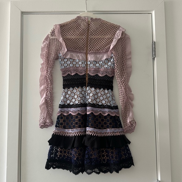 Self Portrait Bellis Lace Trim Dress With Frilled Sleeves - Picture 5 of 9